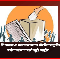 बारामती विधानसभा मतदारसंघाच्या पोटनिवडणूकीसाठी २३ एप्रिलला कर्मचाऱ्यांना पगारी सुट्टी जाहीर