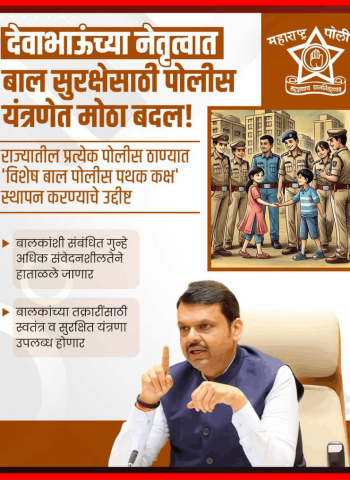 राज्यातील सर्व पोलिस ठाण्यांत स्थापन होणार.. 'विशेष बाल पोलिस पथक कक्ष'