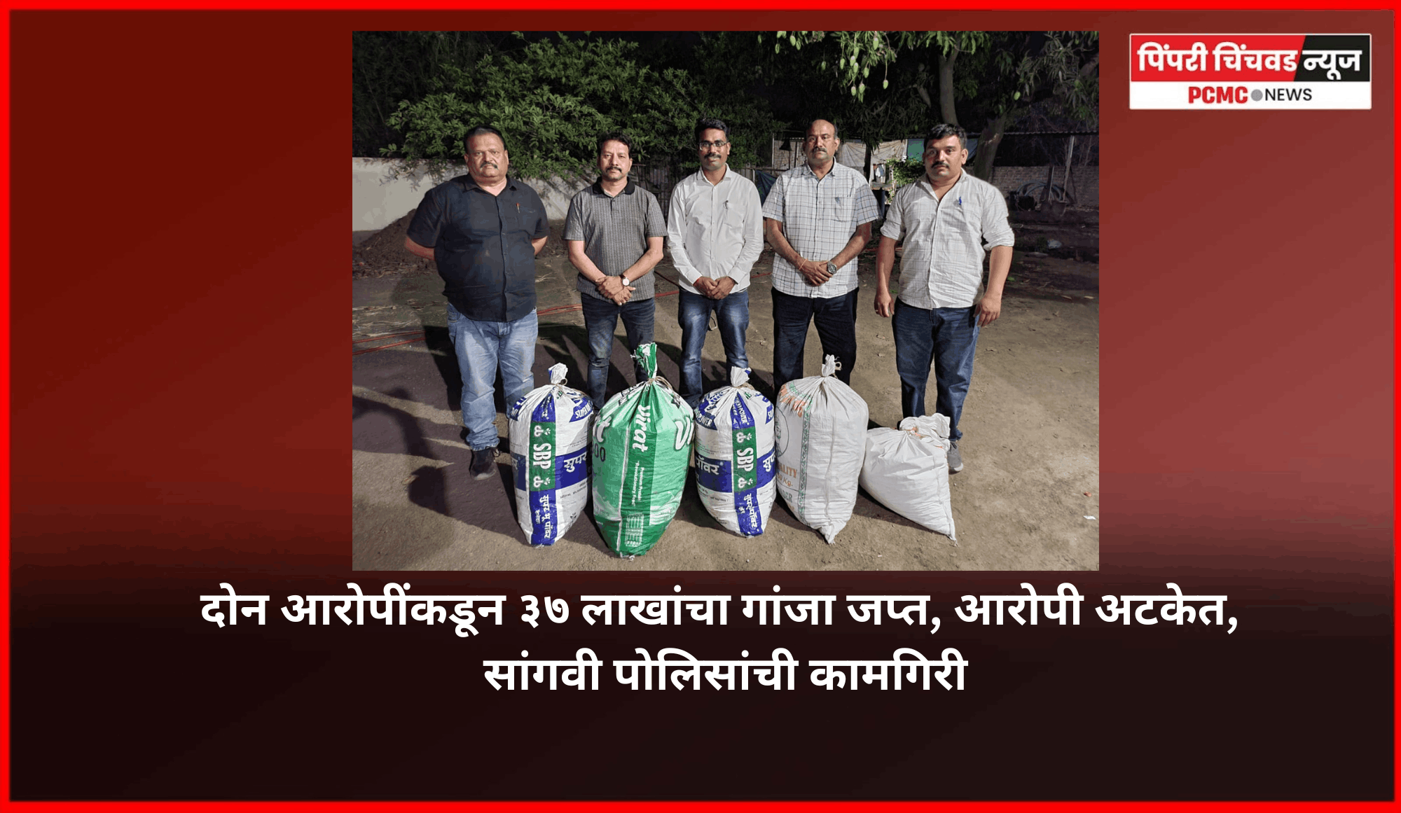 दोन आरोपींकडून ३७ लाखांचा गांजा जप्त, आरोपी अटकेत, सांगवी पोलिसांची कामगिरी