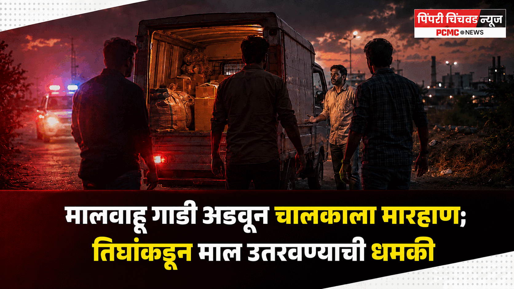 मालवाहू गाडी अडवून चालकाला मारहाण; तिघांकडून माल उतरवण्याची धमकी