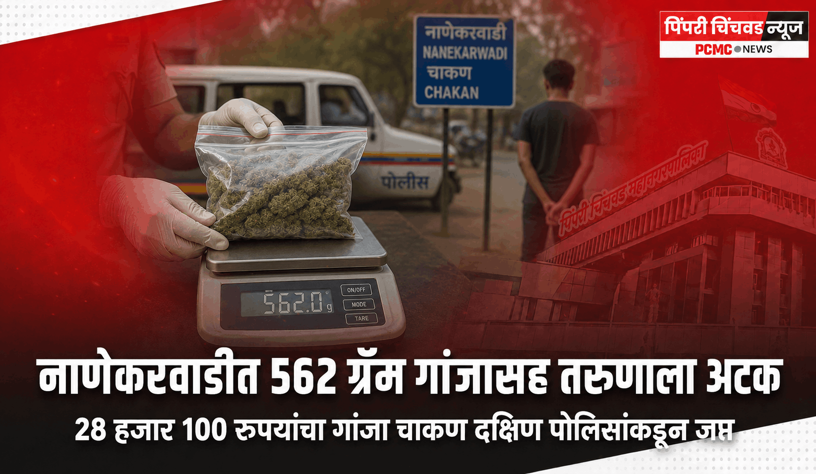 नाणेकरवाडीत 562 ग्रॅम गांजासह तरुणाला अटक