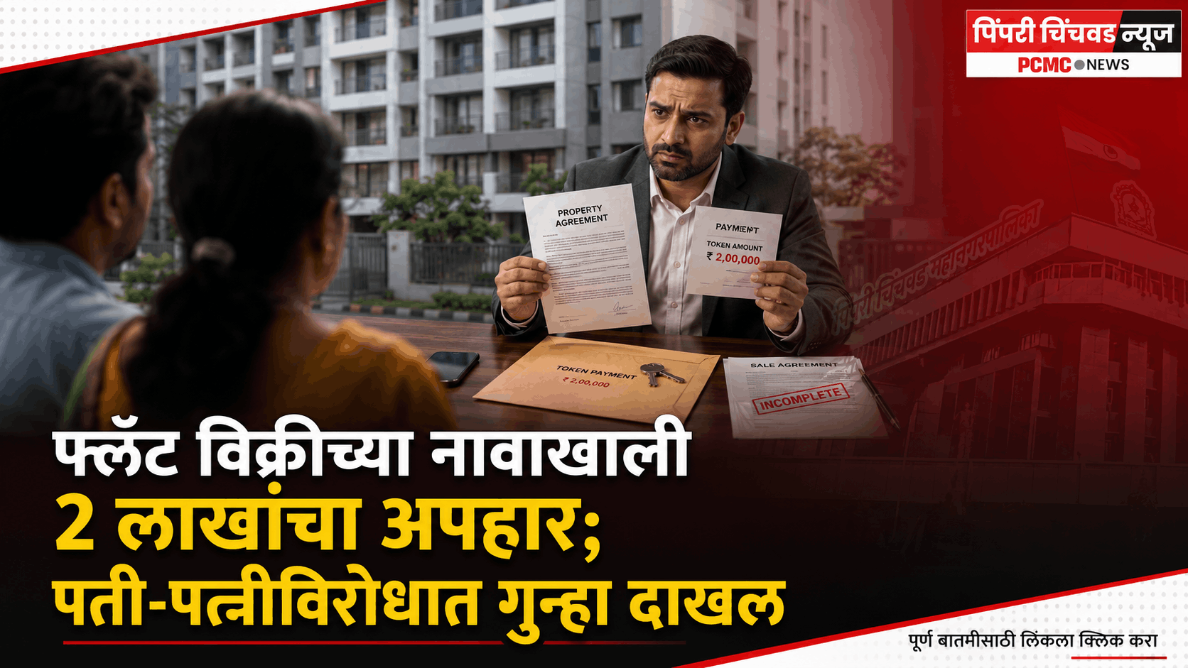 फ्लॅट विक्रीच्या नावाखाली दोन लाखांचा अपहार; पती-पत्नीविरोधात गुन्हा दाखल