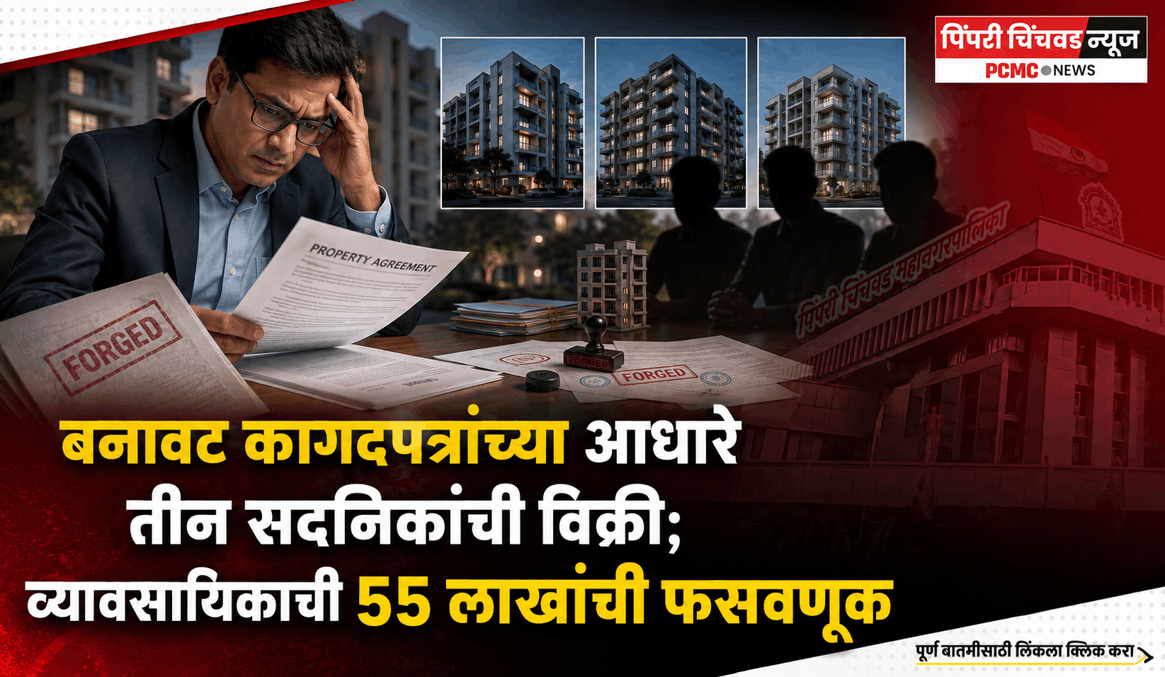 बनावट कागदपत्रांच्या आधारे तीन सदनिकांची विक्री; व्यावसायिकाची ५५ लाखांची फसवणूक