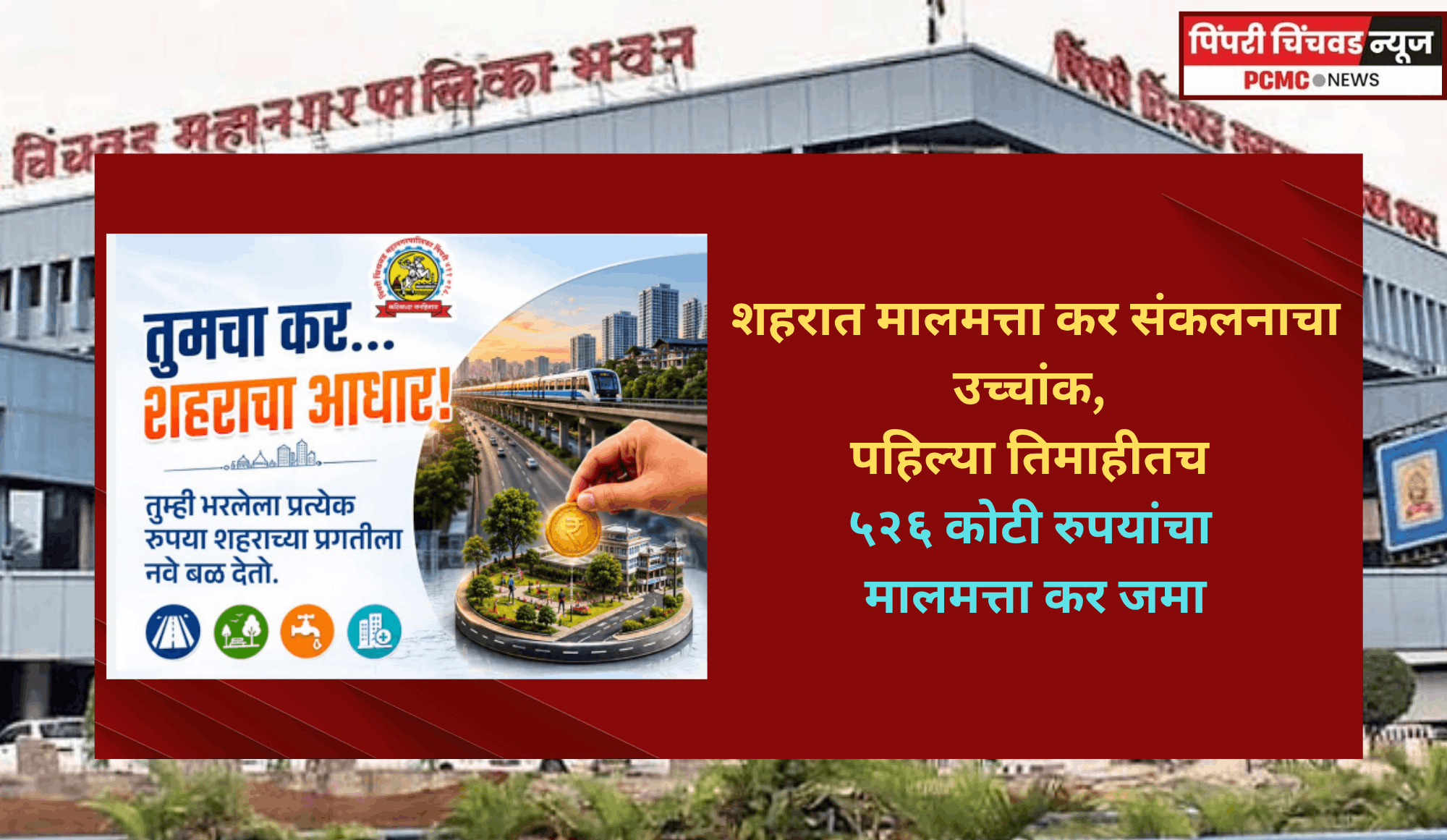 शहरात मालमत्ता कर संकलनाचा उच्चांक, पहिल्या तिमाहीतच ५२६ कोटी रुपयांचा मालमत्ता कर जमा