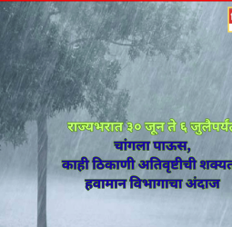 राज्यभरात ३० जून ते ६ जुलैपर्यंत चांगला पाऊस, काही ठिकाणी अतिवृष्टीची शक्यता, हवामान विभागाचा अंदाज