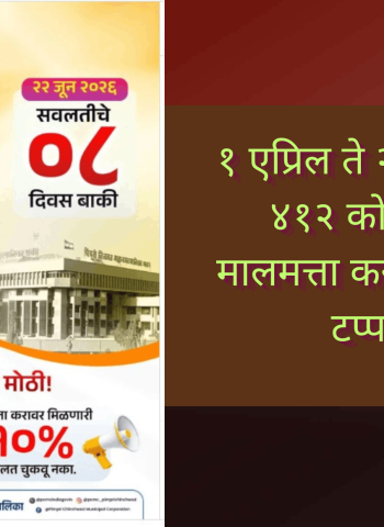 १ एप्रिल ते २२ जूनपर्यंत ४१२ कोटी रुपये मालमत्ता कर संकलनाचा टप्पा पार