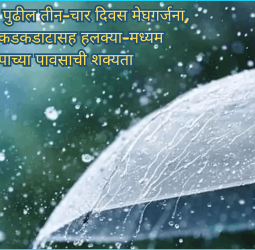 पुणे जिल्ह्यात पुढील तीन-चार दिवस मेघगर्जना, विजांच्या कडकडाटासह हलक्या-मध्यम स्वरूपाच्या पावसाची शक्यता