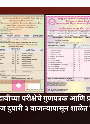 दहावीच्या परीक्षेचे गुणपत्रक आणि प्रमाणपत्र आज दुपारी ३ वाजल्यापासून शाळेत मिळणार