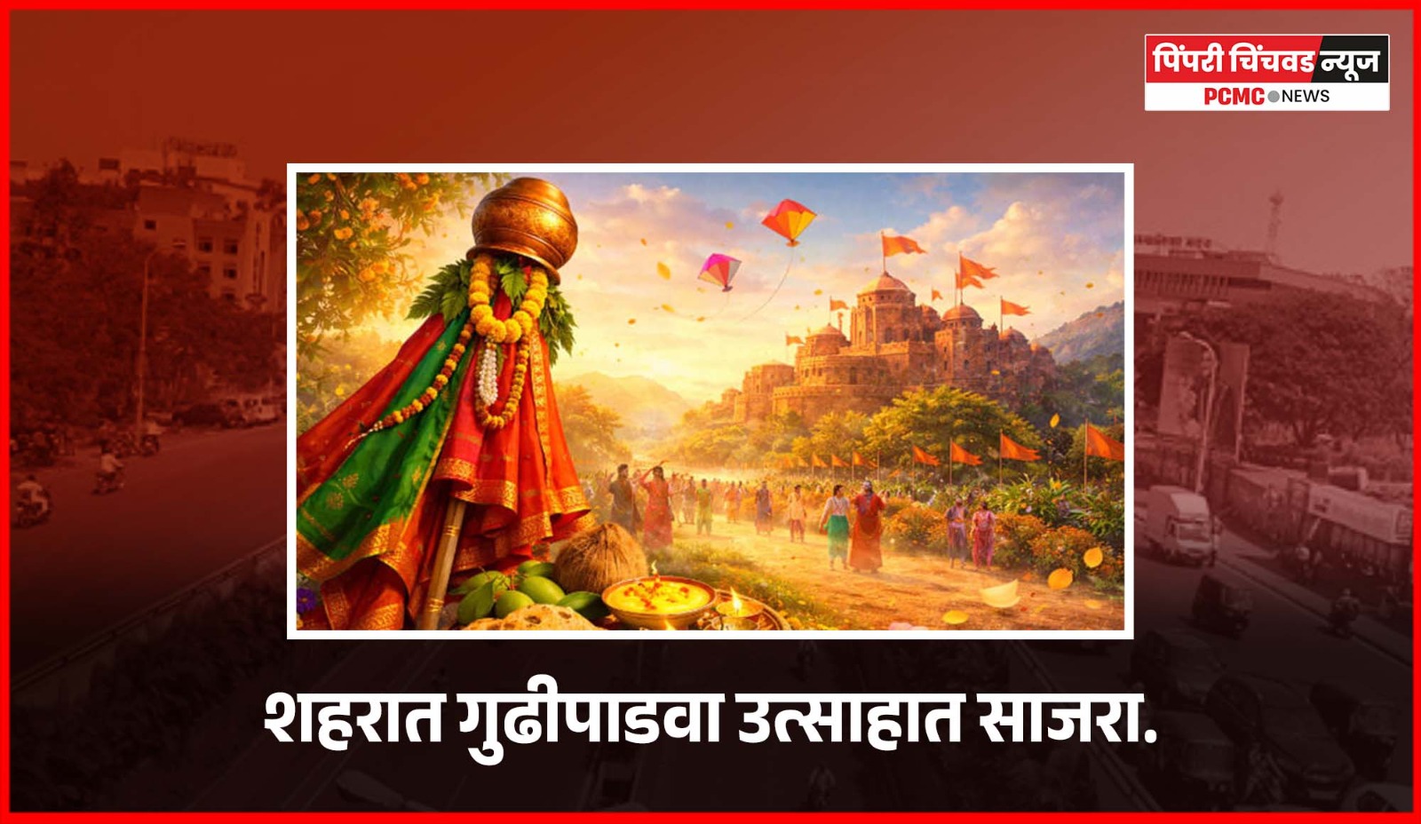 घरोघरी गुढी उभारुन शहरवासियांनी केले मराठी नवीन वर्षाचे उत्साहात स्वागत