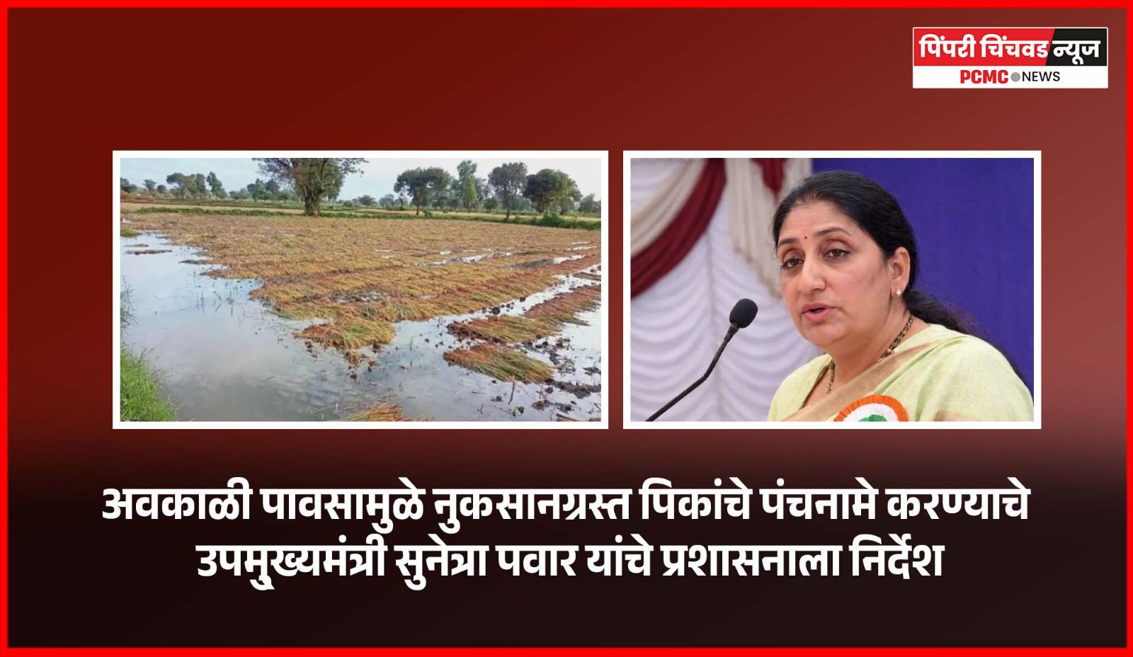 अवकाळी पावसामुळे नुकसानग्रस्त पिकांचे पंचनामे करण्याचे उपमु्ख्यमंत्री सुनेत्रा पवार यांचे प्रशासनाला निर्देश