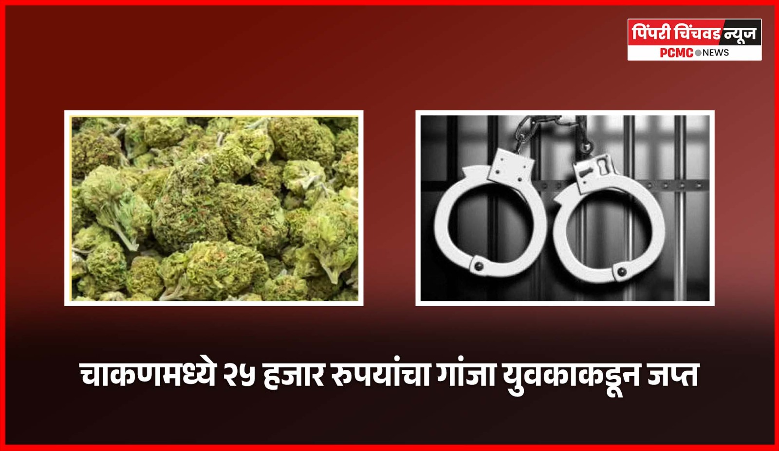 चाकणमध्ये २५ हजार रुपयांचा गांजा युवकाकडून जप्त