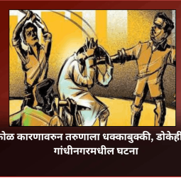 किरकोळ कारणावरुन तरुणाला धक्काबुक्की, डोकेही फोडले, गांधीनगरमधील घटना
