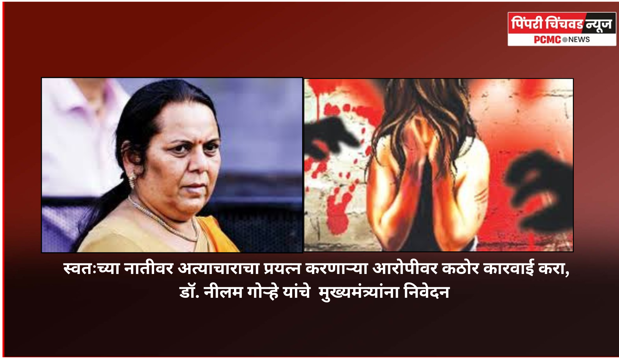 स्वतःच्या नातीवर अत्याचाराचा प्रयत्न करणाऱ्या आरोपीवर कठोर कारवाई करा, डॉ. नीलम गोऱ्हे यांचे  मुख्यमंत्र्यांना निवेदन