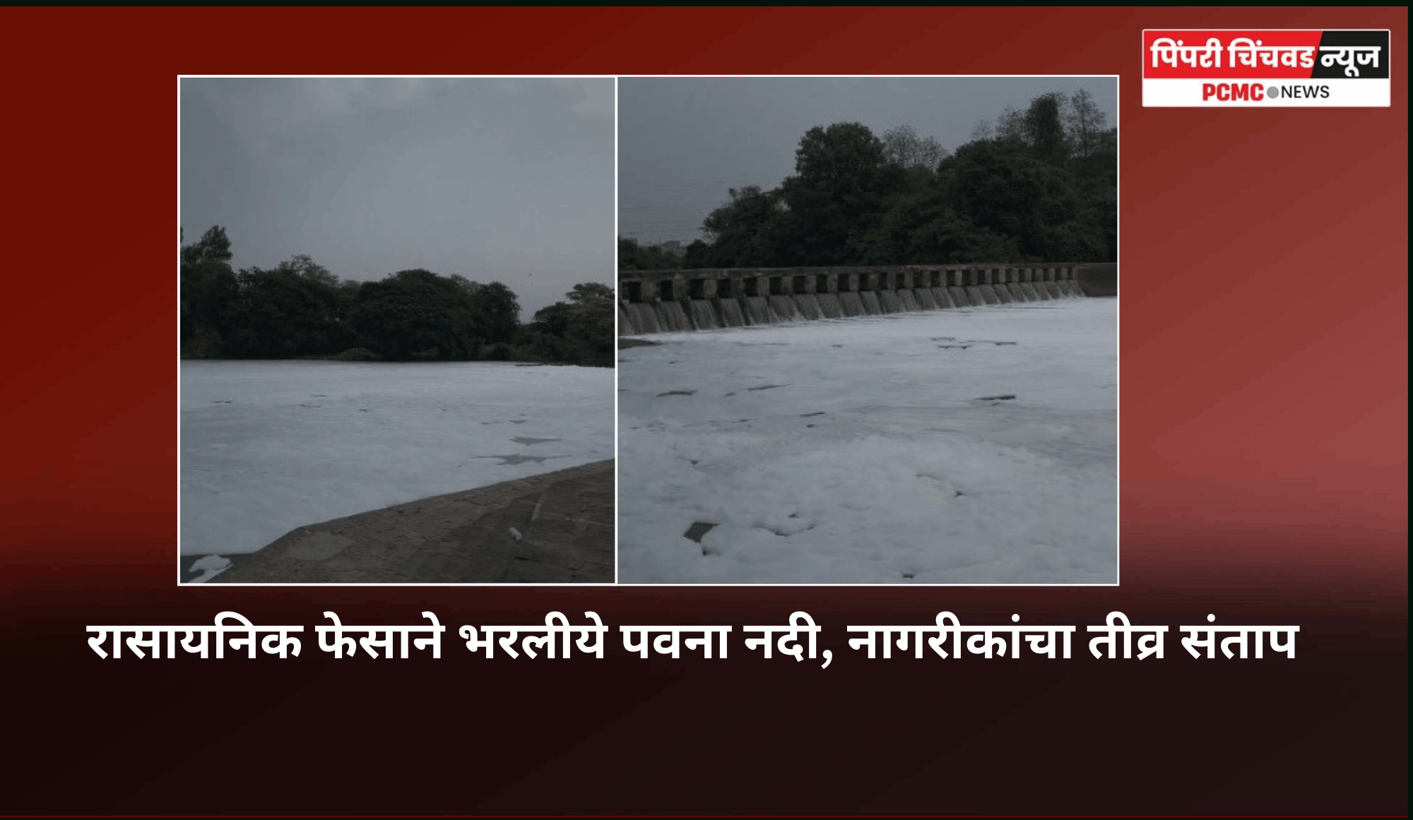 रासायनिक फेसाने भरलीये पवना नदी, प्रशासनाच्या निष्क्रियेतवर नागरीकांचा तीव्र संताप