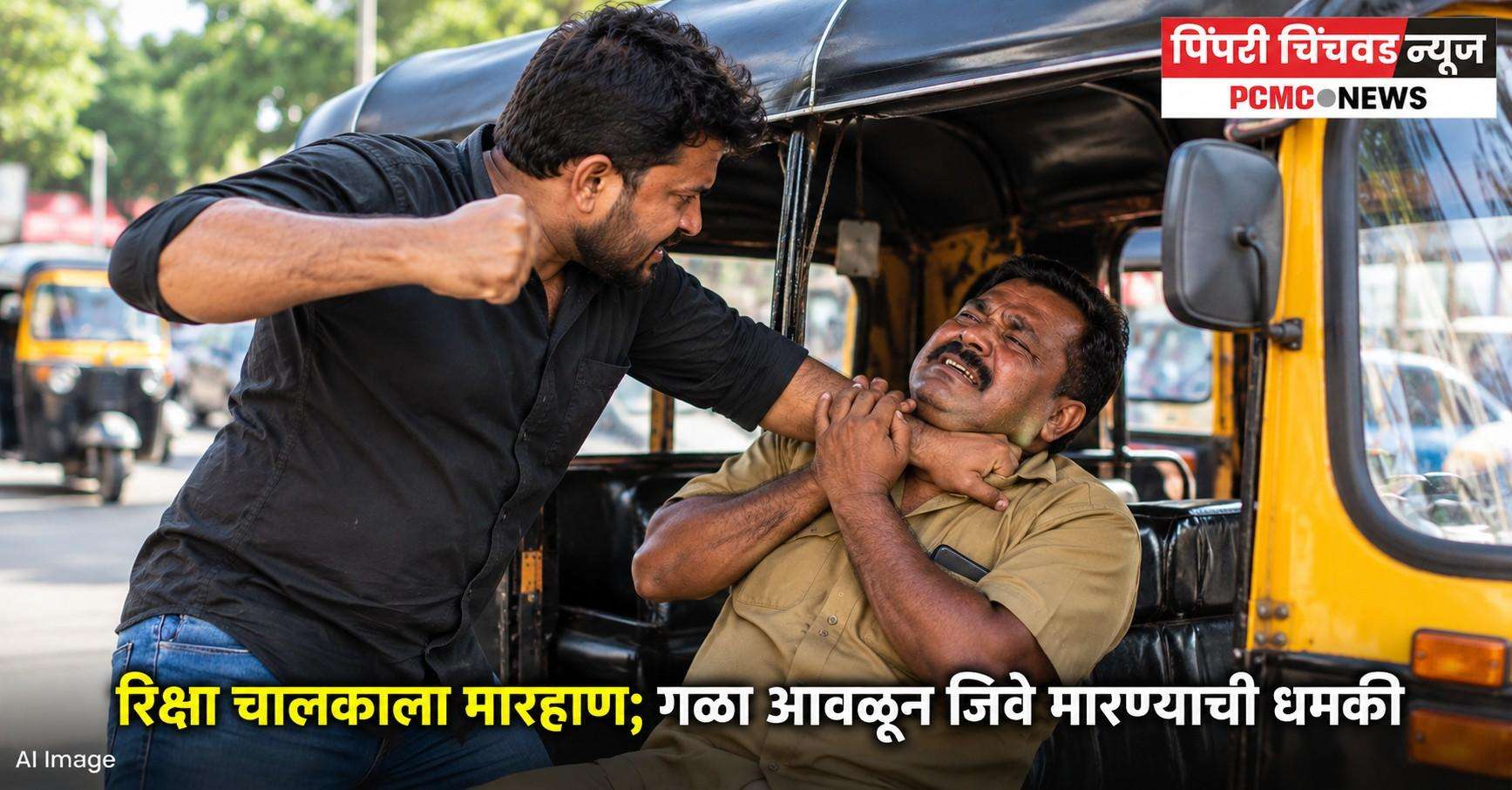 रिक्षा चालकाला मारहाण; गळा आवळून जिवे मारण्याची धमकी
