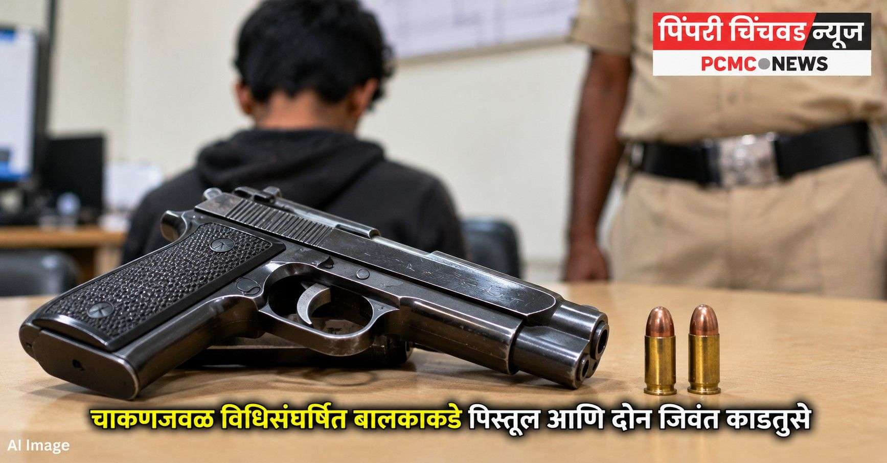 चाकणजवळ विधिसंघर्षित बालकाकडे पिस्तूल आणि दोन जिवंत काडतुसे