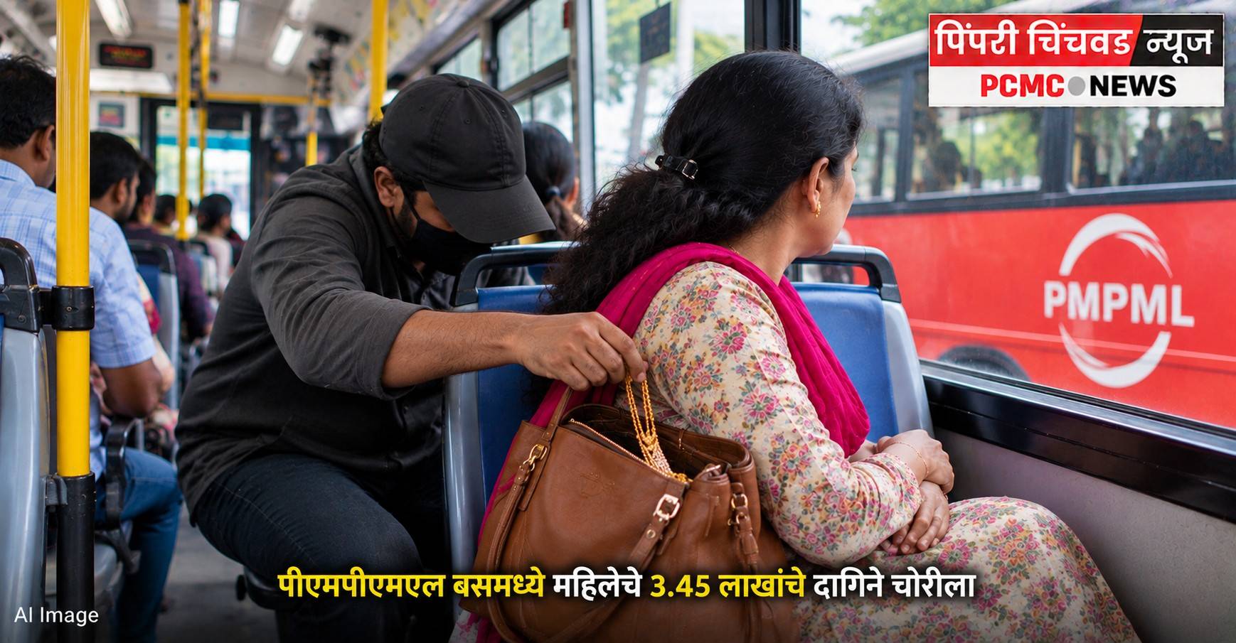 पीएमपीएमएल बसमध्ये महिलेचे ३.४५ लाखांचे दागिने चोरीला