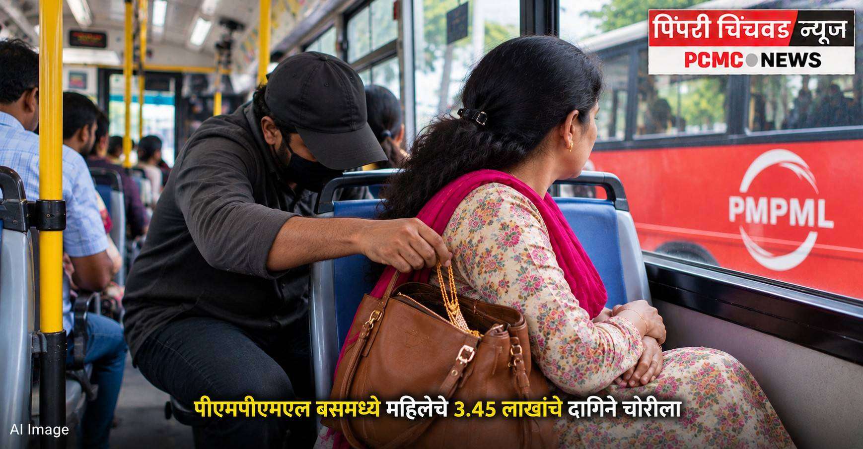 पीएमपीएमएल बसमध्ये महिलेचे ३.४५ लाखांचे दागिने चोरीला