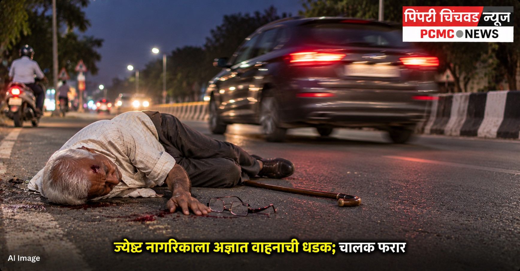 ज्येष्ठ नागरिकाला अज्ञात वाहनाची धडक; चालक फरार