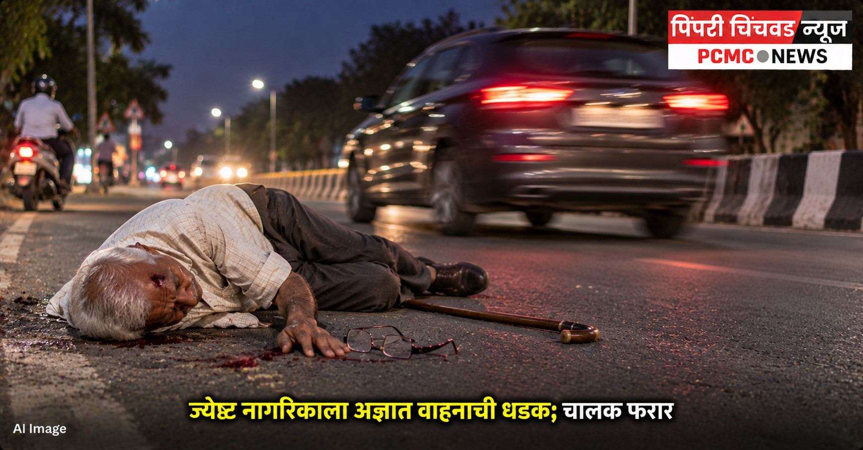 ज्येष्ठ नागरिकाला अज्ञात वाहनाची धडक; चालक फरार