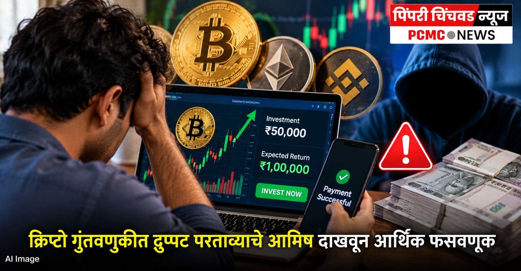 क्रिप्टो गुंतवणुकीत दुप्पट परताव्याचे आमिष दाखवून आर्थिक फसवणूक