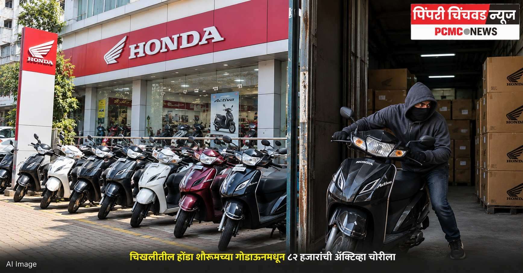 चिखलीतील होंडा शोरूमच्या गोडाऊनमधून ८२ हजारांची ॲक्टिव्हा चोरीला