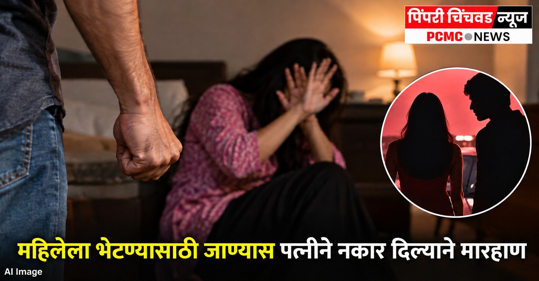 महिलेला भेटण्यासाठी जाण्यास पत्नीने नकार दिल्याने मारहाण