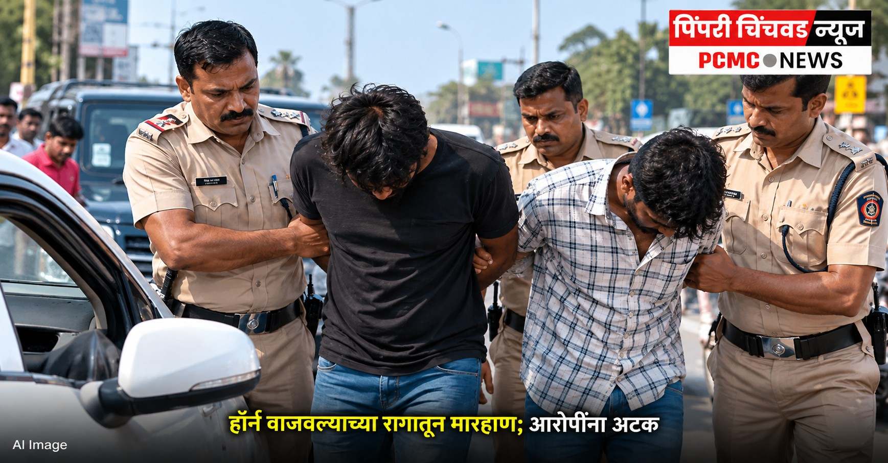 हॉर्न वाजवल्याच्या रागातून मारहाण; आरोपींना अटक