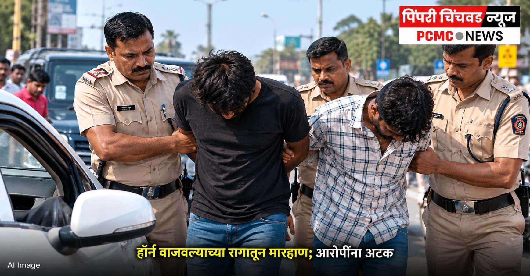 हॉर्न वाजवल्याच्या रागातून मारहाण; आरोपींना अटक