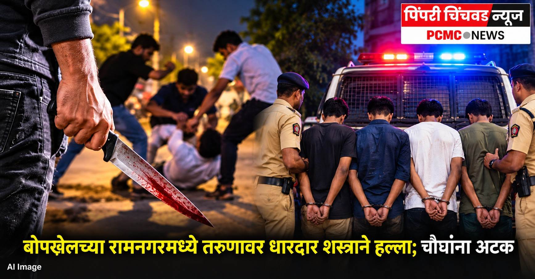 बोपखेलच्या रामनगरमध्ये तरुणावर धारदार शस्त्राने हल्ला; चौघांना अटक
