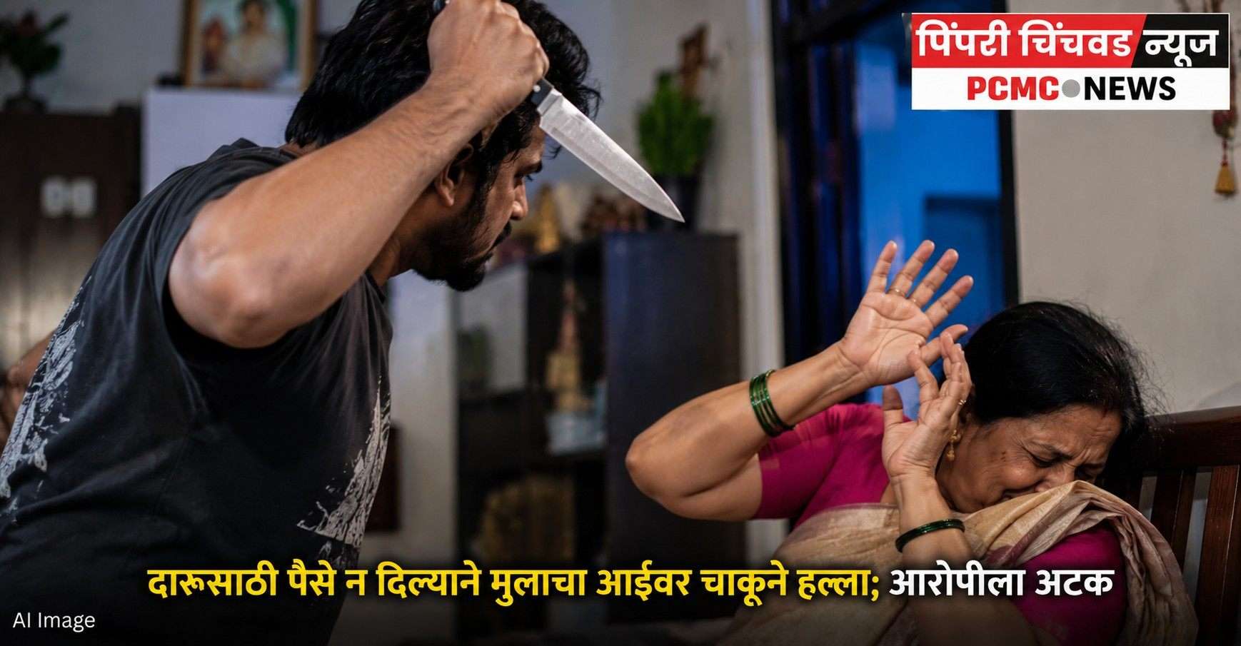 दारूसाठी पैसे न दिल्याने मुलाचा आईवर चाकूने हल्ला; आरोपीला अटक