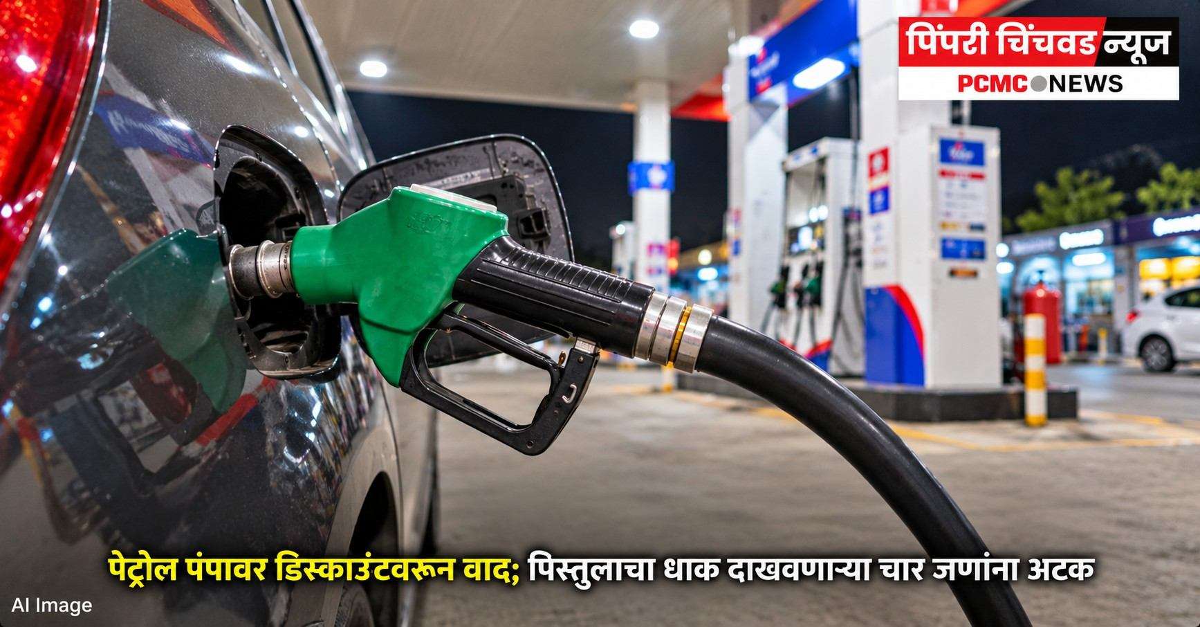 पेट्रोल पंपावर डिस्काउंटवरून वाद; पिस्तुलाचा धाक दाखवणाऱ्या चार जणांना अटक