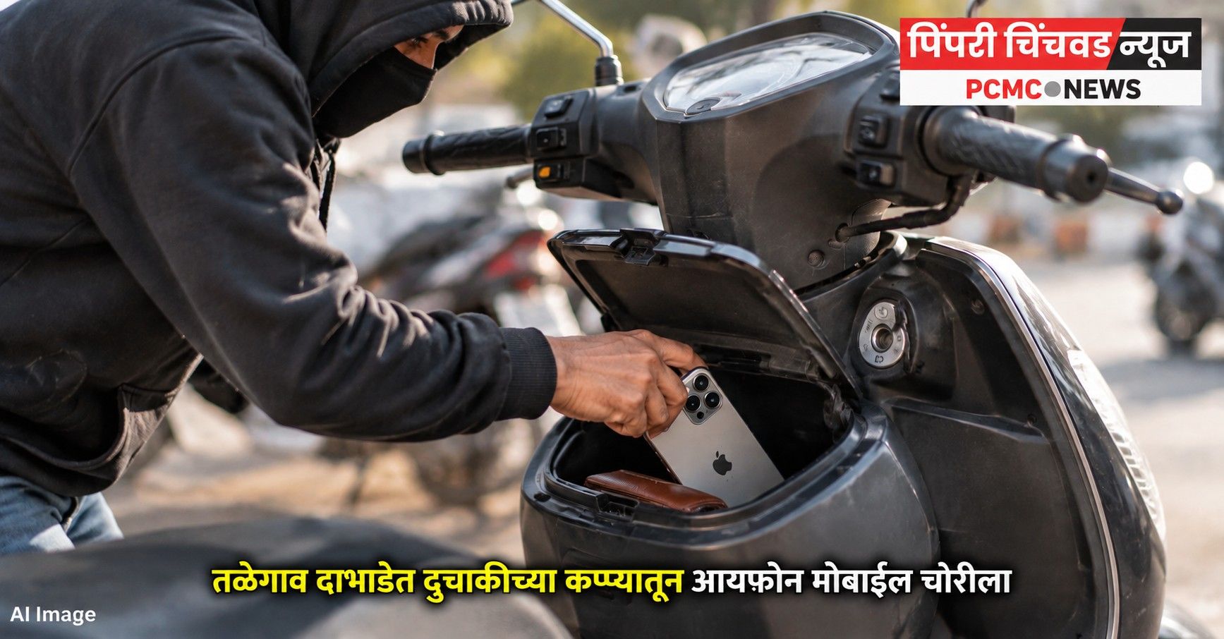 तळेगाव दाभाडेत दुचाकीच्या कप्प्यातून आयफोन मोबाईल चोरीला