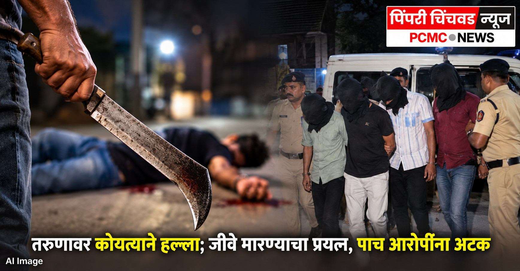 तरुणावर कोयत्याने हल्ला; जीवे मारण्याचा प्रयत्न, पाच आरोपींना अटक