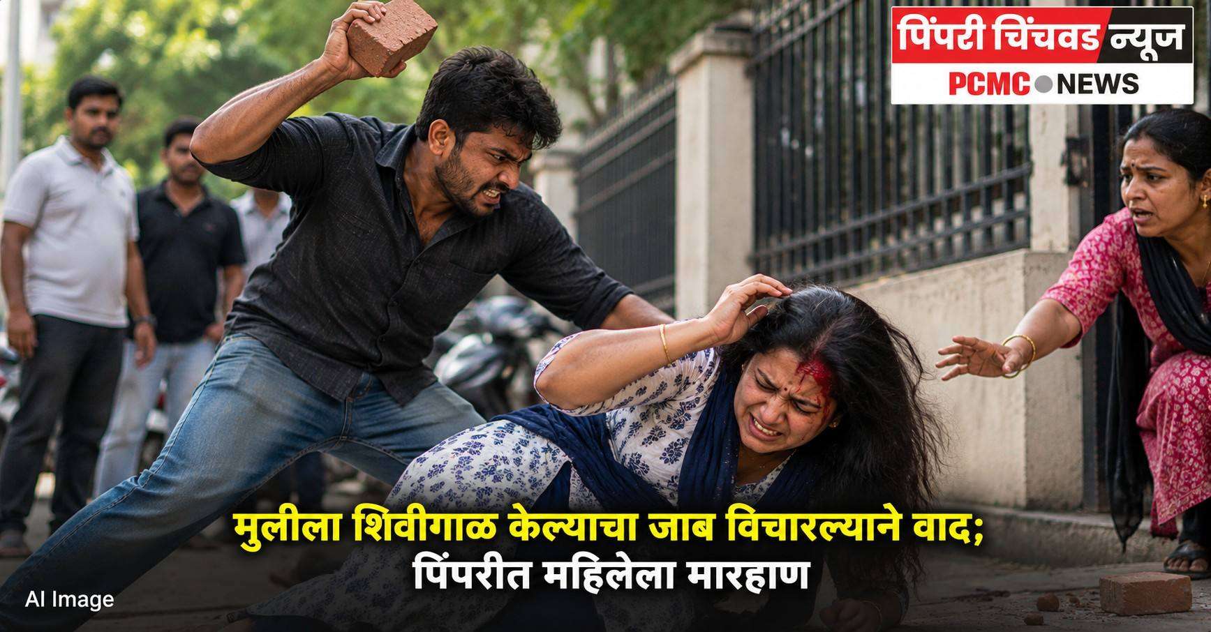 मुलीला शिवीगाळ केल्याचा जाब विचारल्याने वाद; पिंपरीत महिलेला विटेने मारहाण