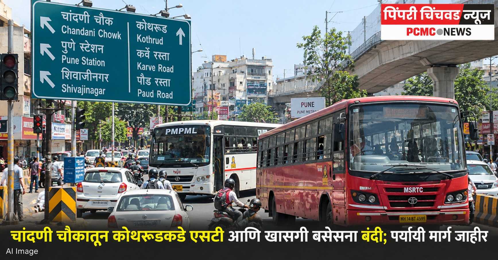 चांदणी चौकातून कोथरूडकडे एसटी आणि खासगी बसेसना बंदी; पर्यायी मार्ग जाहीर