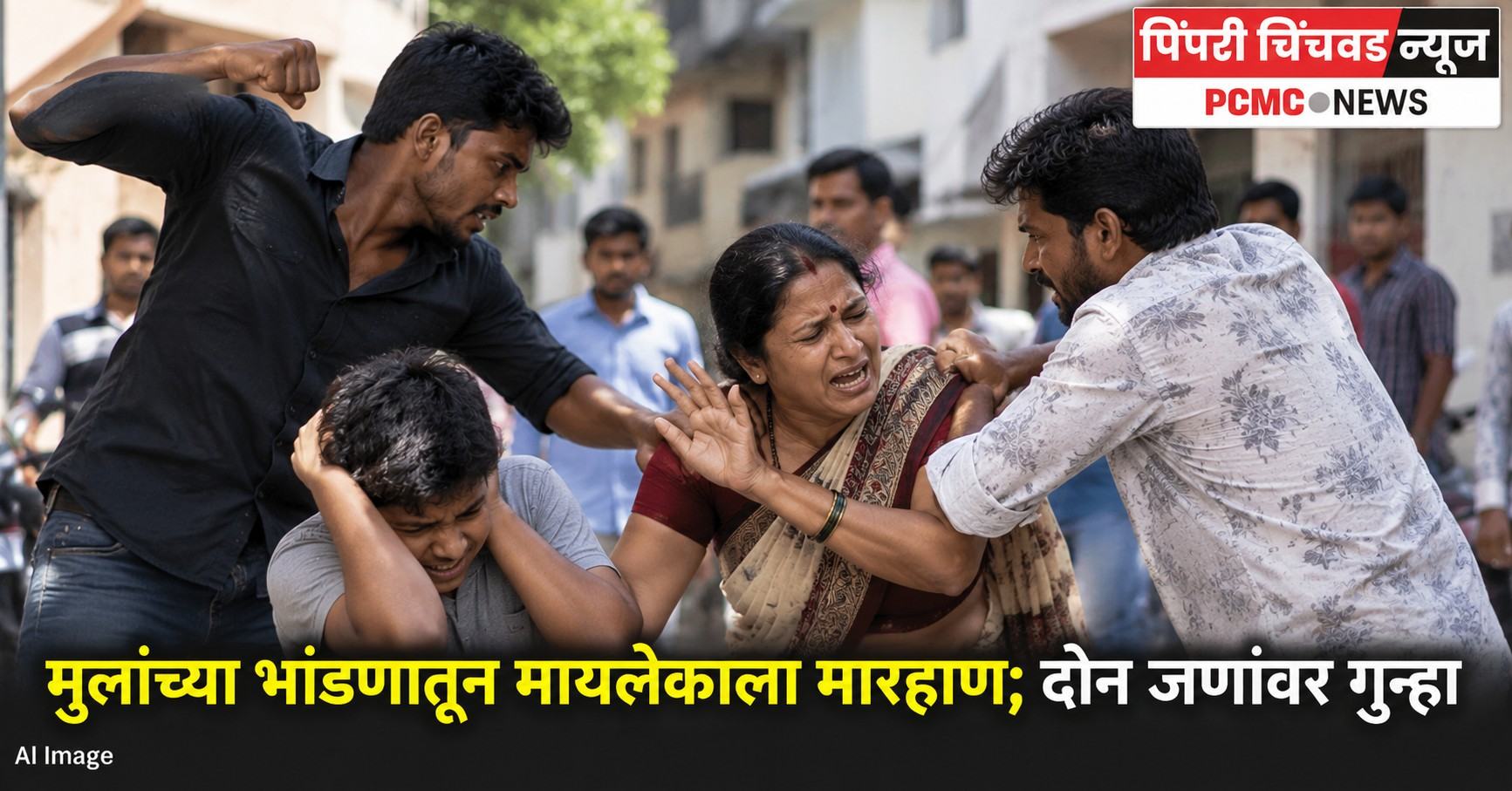 मुलांच्या भांडणातून मायलेकाला मारहाण; दोन जणांवर गुन्हा
