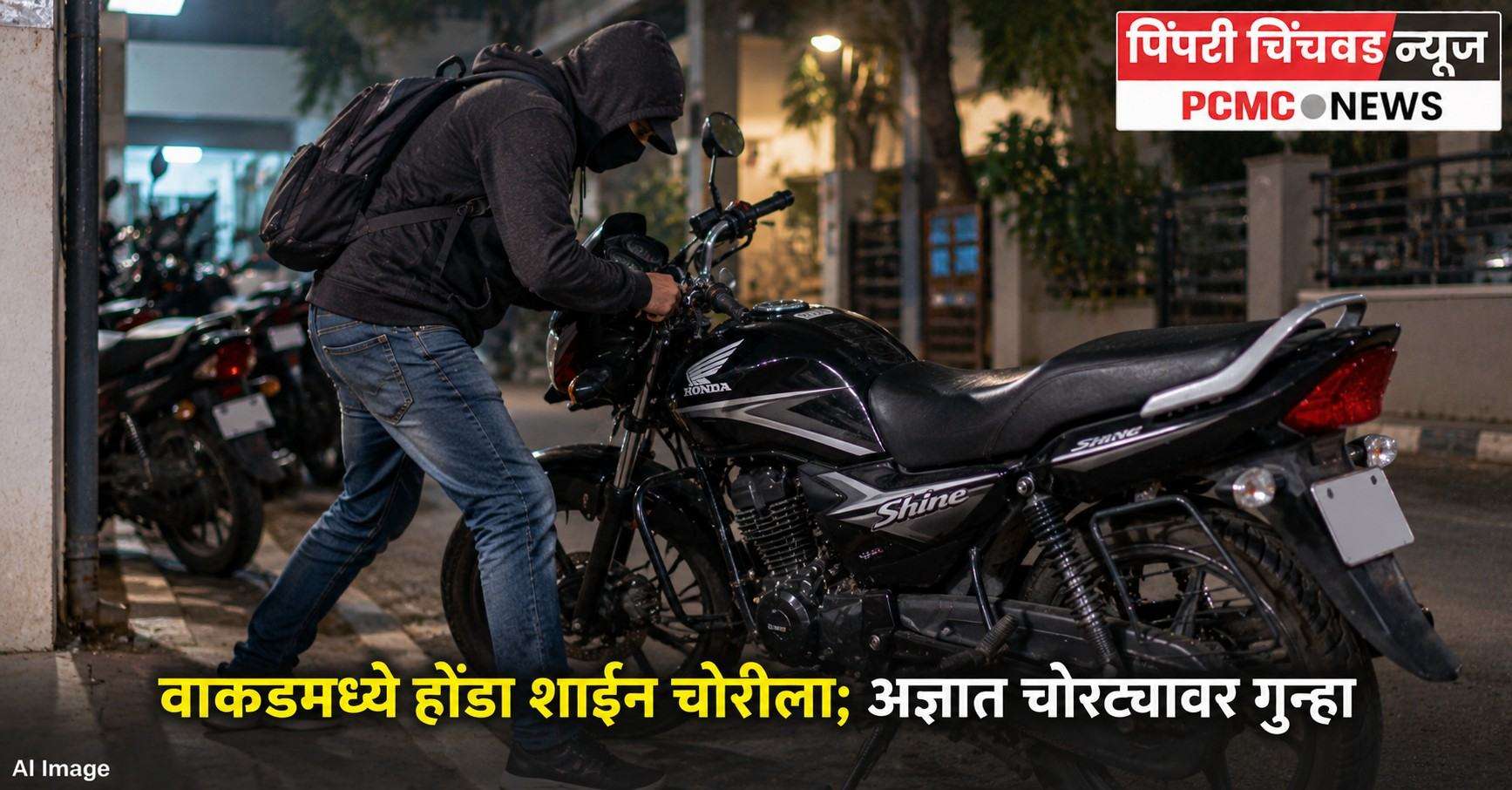 वाकडमध्ये होंडा शाईन चोरीला; अज्ञात चोरट्यावर गुन्हा