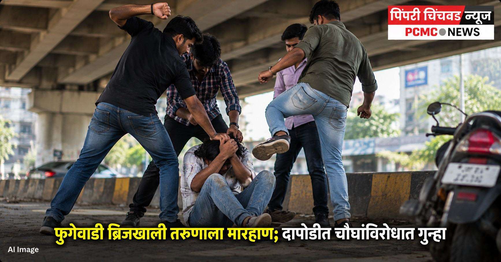 फुगेवाडी ब्रिजखाली तरुणाला मारहाण; दापोडीत चौघांविरोधात गुन्हा