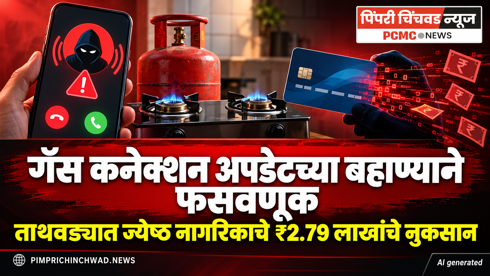गॅस कनेक्शन अपडेटच्या बहाण्याने APK फाइल डाउनलोड करवली; ताथवड्यात ज्येष्ठ नागरिकाची रु.2.79 लाखांची फसवणूक
