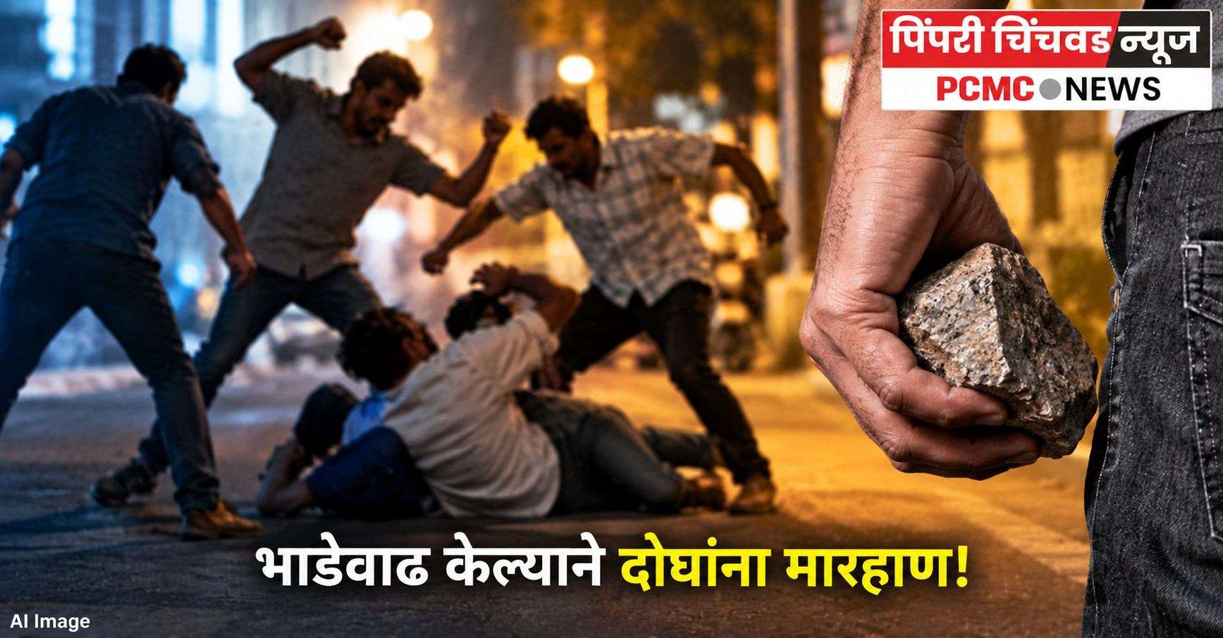 भाडेवाढ केल्याने दोघांना दगडाने मारहाण!