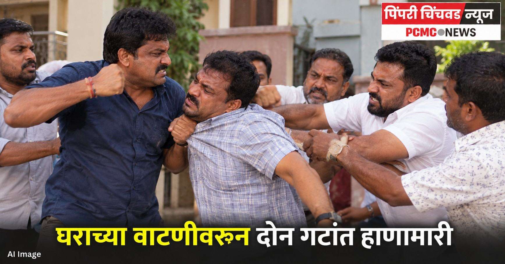 घराच्या वाटणीवरून दोन गटांत हाणामारी