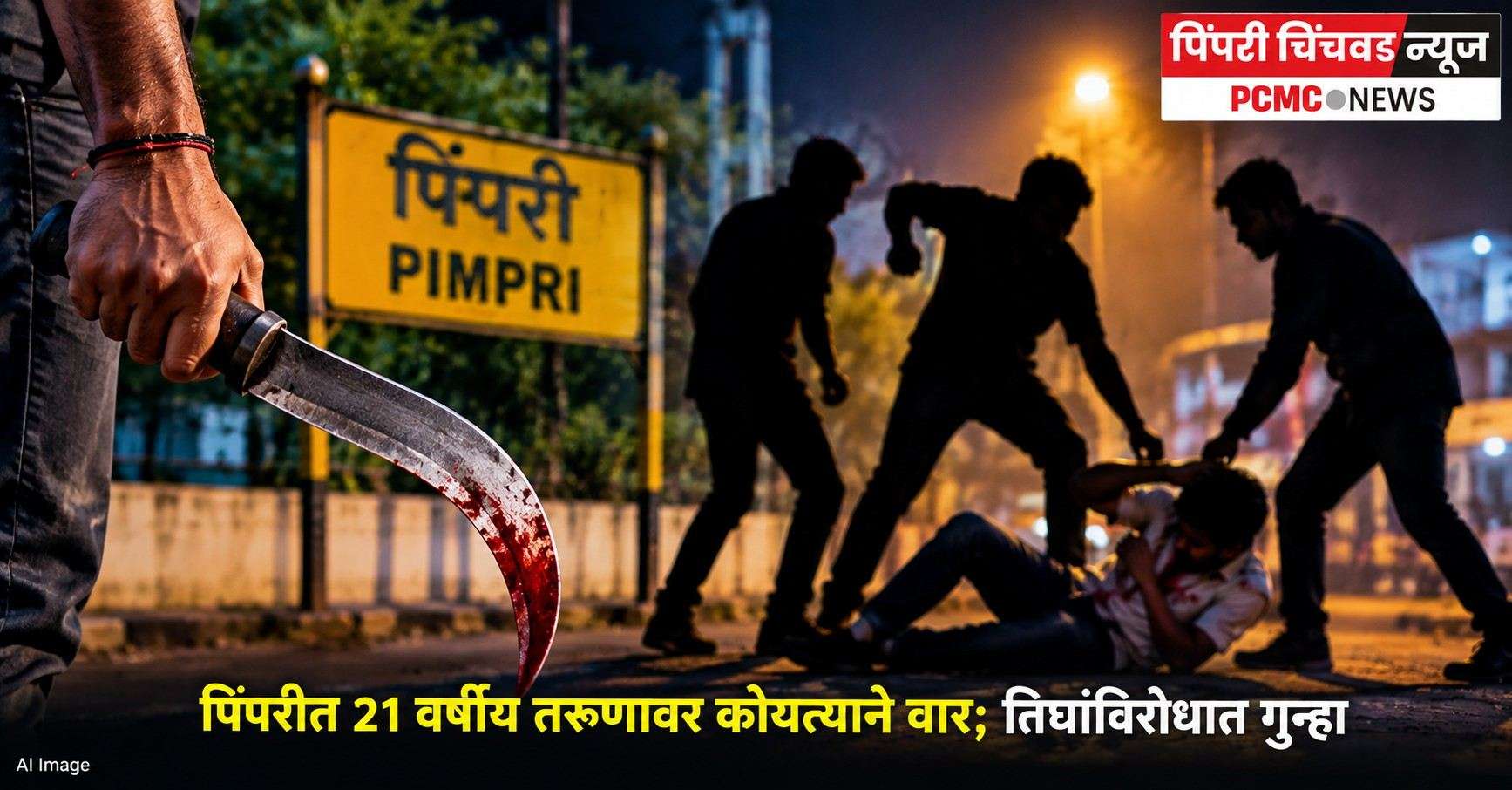 पिंपरीत २१ वर्षीय तरुणावर कोयत्याने वार; तिघांविरोधात गुन्हा