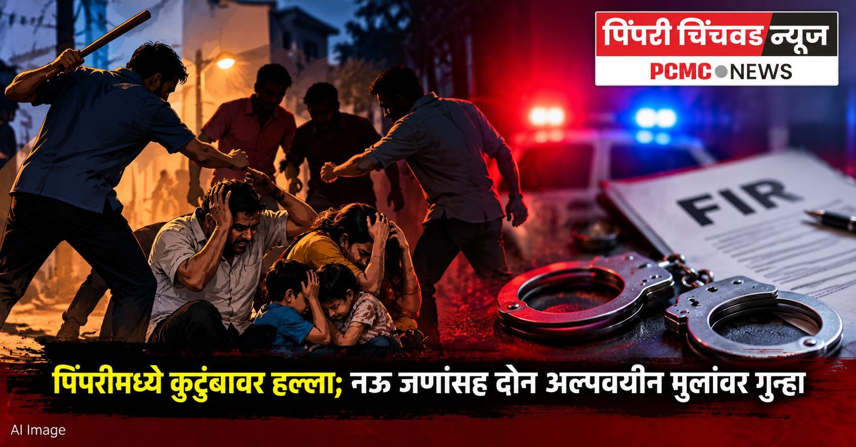 पिंपरी बौद्धनगरमध्ये कुटुंबावर हल्ला; नऊ जणांसह दोन अल्पवयीन मुलांवर गुन्हा