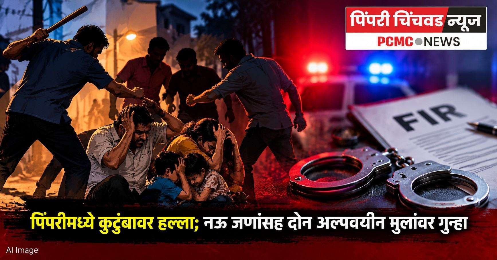 पिंपरी बौद्धनगरमध्ये कुटुंबावर हल्ला; नऊ जणांसह दोन अल्पवयीन मुलांवर गुन्हा