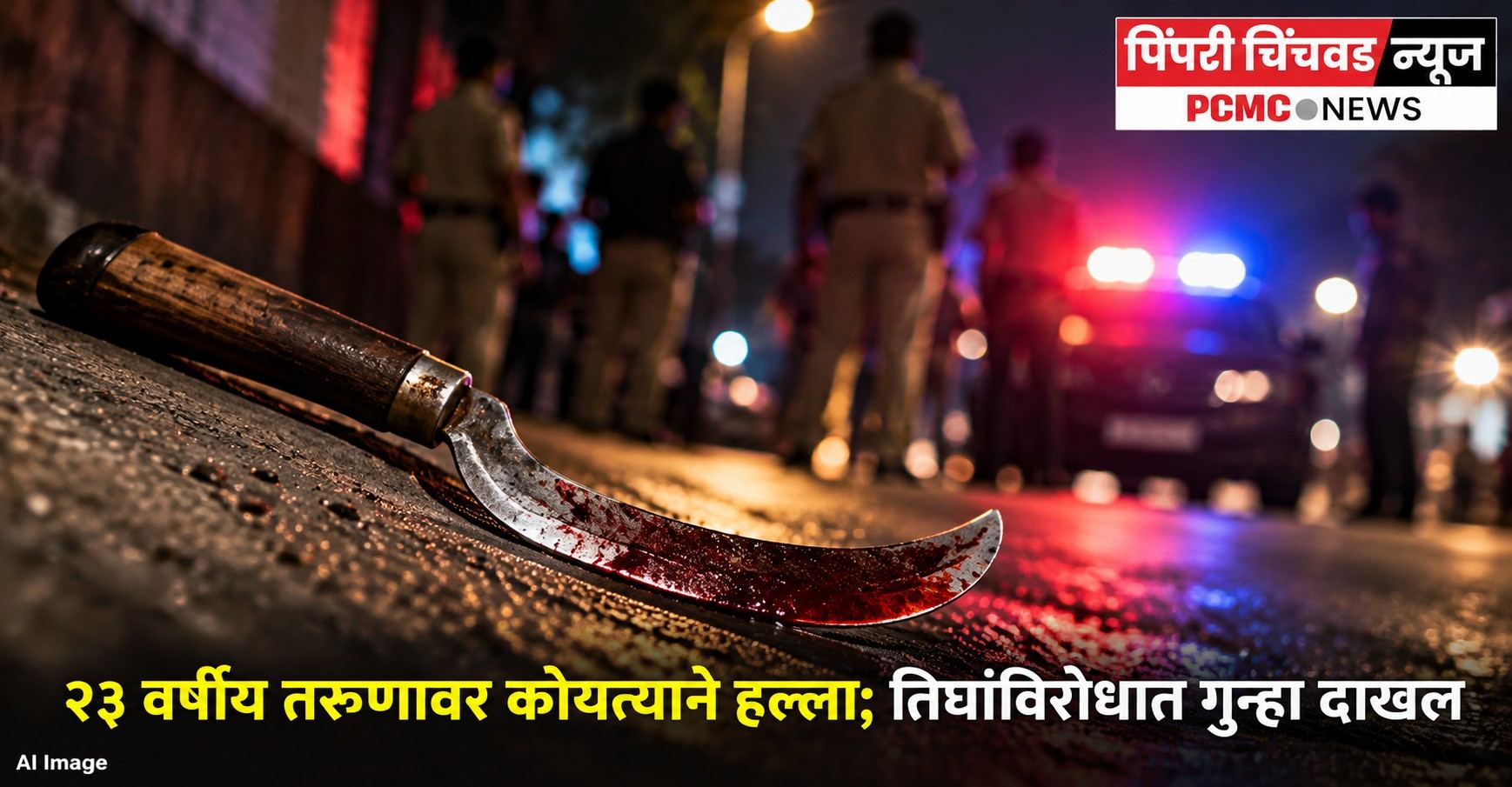 २३ वर्षीय तरुणावर कोयत्याने हल्ला; तिघांविरोधात गुन्हा दाखल