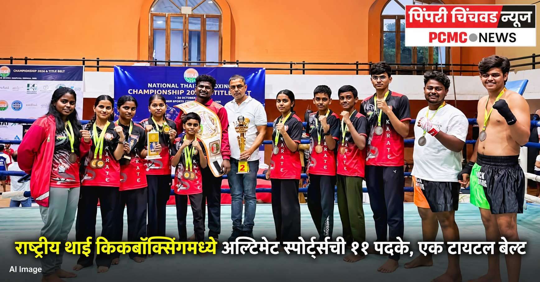 राष्ट्रीय थाई किकबॉक्सिंगमध्ये अल्टिमेट स्पोर्ट्सची ११ पदके, एक टायटल बेल्ट