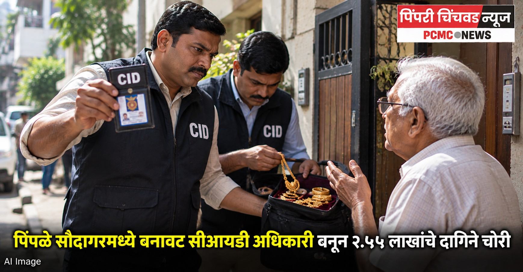 पिंपळे सौदागरमध्ये बनावट सीआयडी अधिकारी बनून २.५५ लाखांचे दागिने चोरी