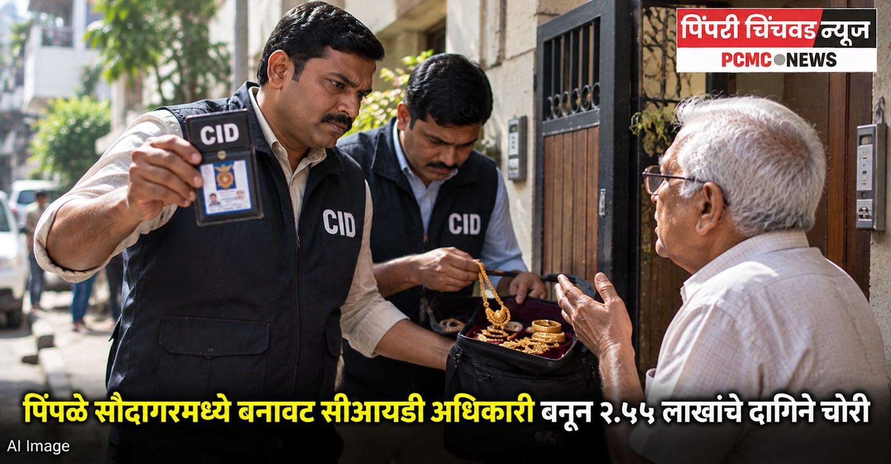 पिंपळे सौदागरमध्ये बनावट सीआयडी अधिकारी बनून २.५५ लाखांचे दागिने चोरी