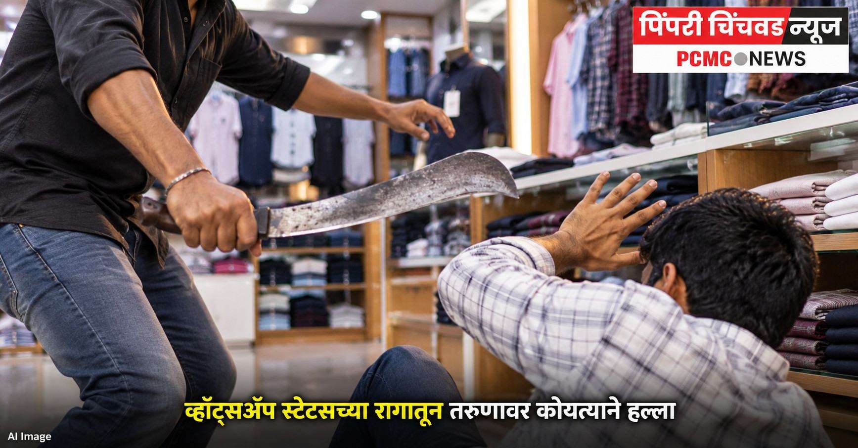 व्हॉट्सॲप स्टेटसच्या रागातून तरुणावर कोयत्याने हल्ला